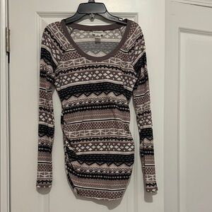 Motherhood Maternity Patterned Long Sleeve Top - Black and Brown